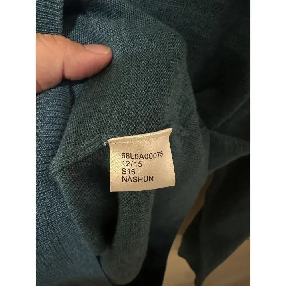 JOS A BANK TRAVELER'S V-Neck Pullover Sweater Mens M Blue 100% Merino Wool Soft